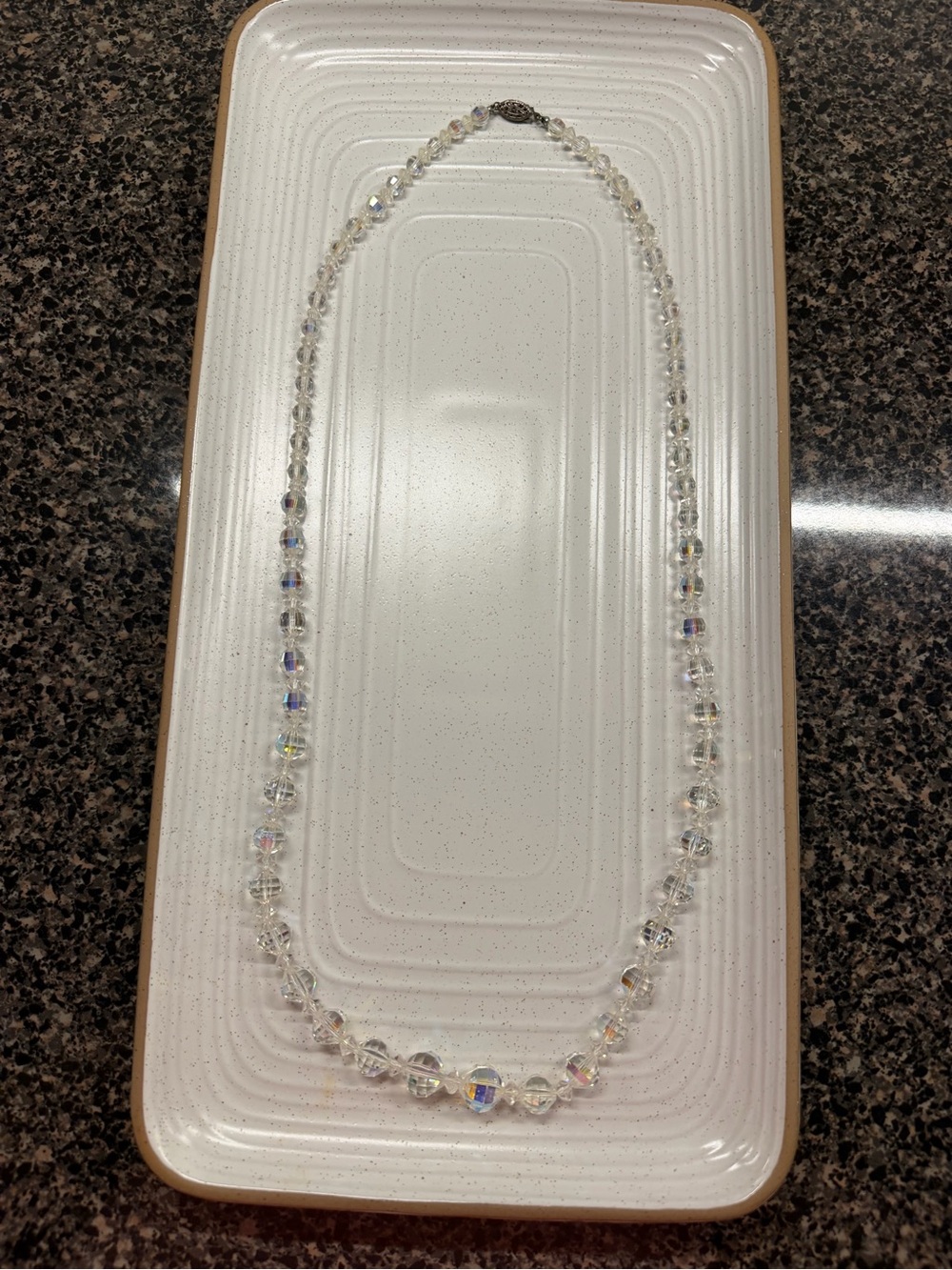 Vintage Aurora Borealis Crystal Graduated Bead Necklace